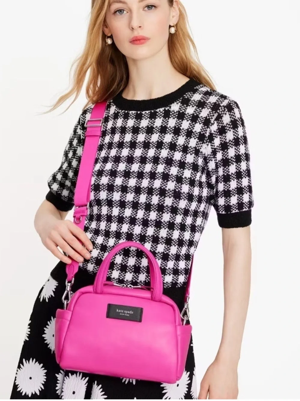 Kate Spade Puffed Satchel Crossbody Vivid Snapdragon